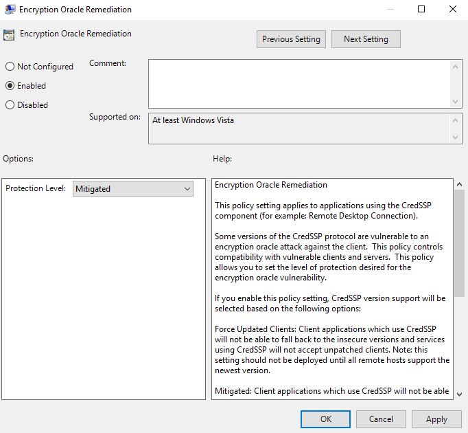 encryption oracle remediation enabled mitigated